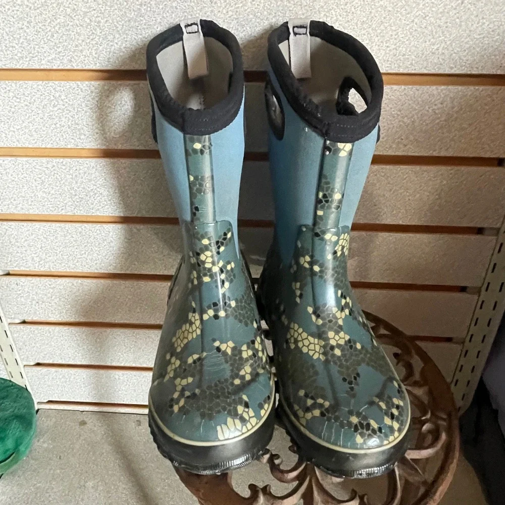Bogs Kids Classic Axel Waterproof Insulated Winter Rain‎ Boots Blue Teal Size 1